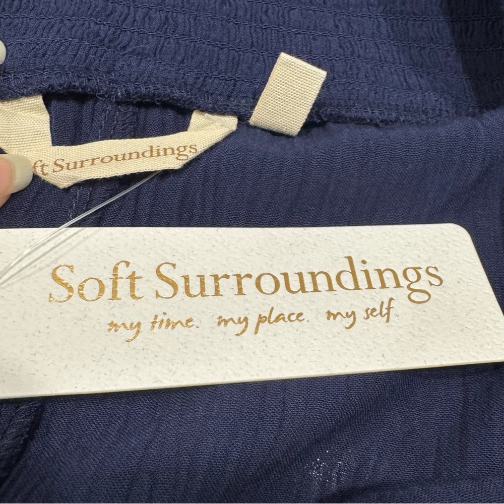 Soft Surroundings Deep Blue A-Line Skirt with White Embroidery - Picture 7 of 8